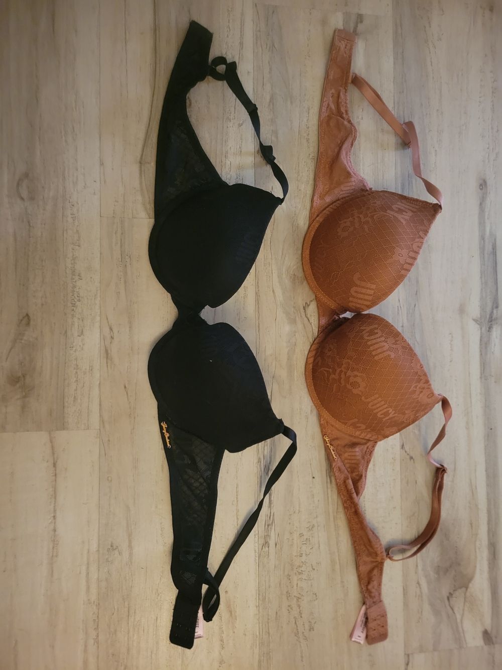 Coquette Ethereal Regencycore Juicy Couture Black & Copper Lace T-Shirt Bras Duo